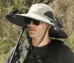 Wide Brim Solar Fan Outdoor Fishing Hat-Solar & USB Charging - Image 2