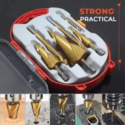 Set of 6 Step Drill Bits, Titanium Coated