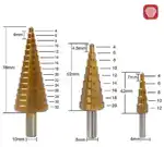 Set of 6 Step Drill Bits, Titanium Coated